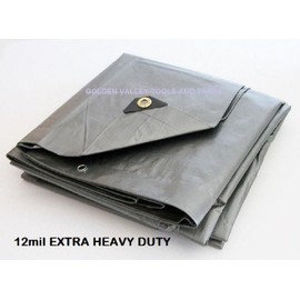 8' x 16' Silver Extra Heavy Duty 12 mil Poly TARP w/Grommets (Finished Size Approx. 7'6" x 15'6")