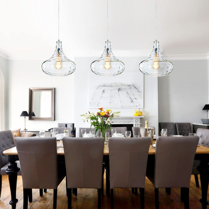 KOKAiZeeKi 1-Light Large Pendant Light Vintage Farmhouse Smoke Gray Glass