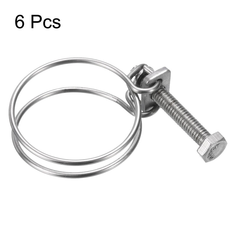 sourcing map 6Pcs Double Wire Hose Clamp, 40-45mm Adjustable Stainless