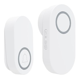 Acmerota Wireless Doorbell Self-Powered Doorbell IP44 Waterproof Door Bell Adjustable Volume Door Chime Kit Indoor 30m with 60 Chimes LED Light for Homes Classroom (White)