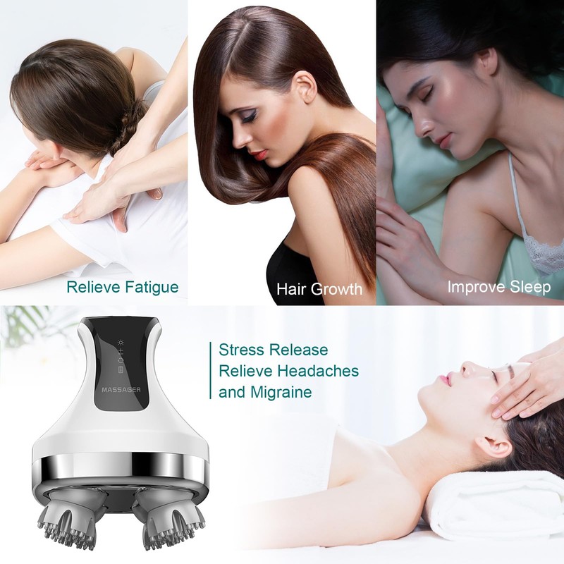 Electric scalp massager, handheld 8-head massager,84-sections, stimulates hair growth and