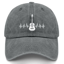 Guitar Dad Hat Music Lover Cap with Vintage Instrument Print Adjustable Unstructured Cotton Cap for Musicians, Guitar Players, Rock Band Fans, Cool Casual Gift for Men & Women