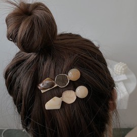 Beauty PLAYER Hair Clip, Pearl, Hairpin, Stylish, Girls, Hair Clip, Single Shape Pin, Duck Clip, School Entrance Ceremony, Graduation Ceremony, Wedding (5 Flower Shapes)