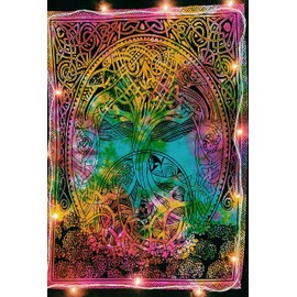 ICC Small Trippy Forest Tree of Life Tapestry - Wall Hanging Psychedelic Tie Dye Tapestries for Picnic Beach Blanket bedrooms Living Room Decor Hippy Art Hippie Bohemian 30 x 40 Inch