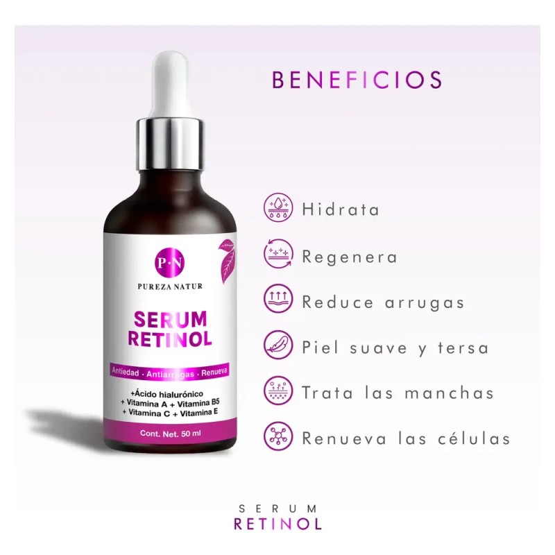 Serum Retinol + Vitaminas A, B5, E, C + Acido