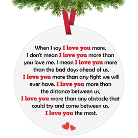 Couple Christmas Ornaments Boyfriend Gift from Girlfriend I Love You Ceramic Ornament Newly Engaged Present Wedding Gift for Groom Bride Husband Gift from Wife Anniversary Birthday Gifts for Him Her