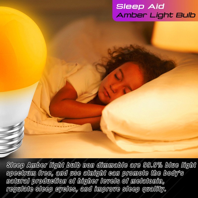 Elmoyle Amber Sleep Light Bulbs 1800k, Blue Light Blocking, Dim