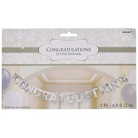"Congratulations" Silver Jumbo Foil Letter Banner - 6.75 ft ( Pack Of 1) - Elegant Celebration Decor Essential