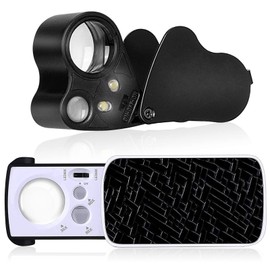 Sedovnou 2 Pcs Jewelers Illuminated Loupe Magnifier, 30X 60X 90X Foldable Eye Loupe Magnifier with Bright LED Light for Jewelry, Coins, Gems, Stamps, Watches Rocks (Black)