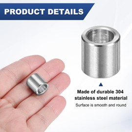 M METERXITY 8PCS M8 304 Stainless Steel Spacers 8mm ID x 12mm OD x 12mm l Metal Screw Standoff Bushing Plain Finish Round Spacer 304 Stainless Steel for Screws Bolts Silver