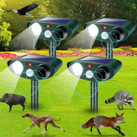 2025 Solar Ultrasonic Animal Repellent,4 Pack Cat Repellent Outdoor with Motion Sensor & Flashing Light,Waterproof Animal Deterrent Devices for Squirrel Deer Raccoon Rabbit Skunk Dog for Yard Garden