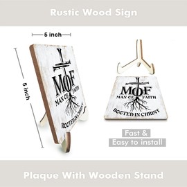 Motivational Christian Gifts for Women Men Religious Bible Verse Wood Sign Rustic Desk Decor Decorative Office Home Decorations Office Accessories Table Cubicle Decor Wooden Plaque with Wood Stand