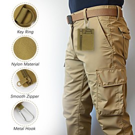 AdiStylinno Mini Wallet for Men and Women, Canvas Coin Purse, Nylon Tactical Small Purse with Zip, Mini Change Purse with Key Ring and Carabiner, Yellow brown, Minimalist