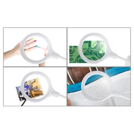 Showlite LL-3036D Table Magnifying Lamp with Table Clamp Reading Magnifier with Light for Seniors with 3 Dioptres, 1.75x Magnification and 10 cm Lens 6 Watt Lamp White