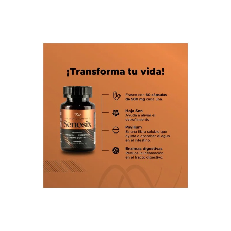 Psyllium, Probióticos, Papaína y Bromelina | Fórmula en Cápsulas con