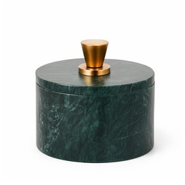 Repan Marble Salt Cellar with Lid and Golden Knob | Natural Stone Salt Box for Kitchen Counter and Dining | Marble Spice Jar Holder for Cooking, Tabletop, and Countertop Storage (4X3.5 Inch, Green)