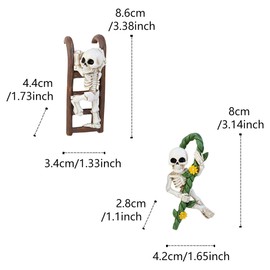 2-piece set Skeleton Pot Huggers for Planters, Climbing Animal Flower Pot Hugger, Hanging Plant Decorations for Pots, Cute Plant Pot Decorations for Home Garden Patio Fence Lawn Yard (Stairs Skeleton)