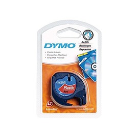 Dymo Set 5 Cartridges Polyester Tape 12 mm x4 Metres Black on Red