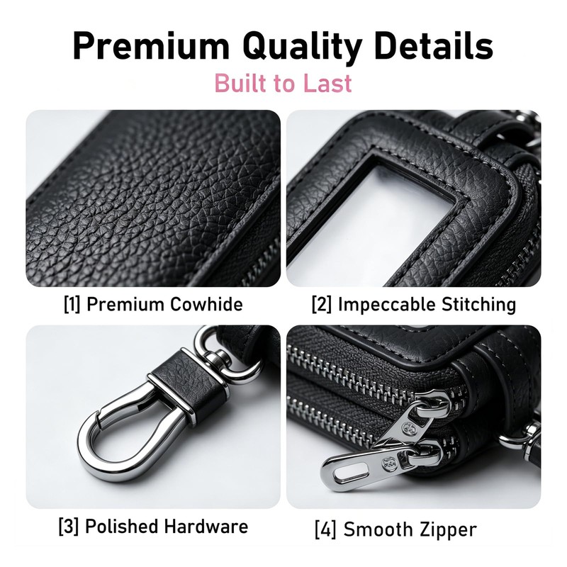 1 PC Key Fob Case, Leather Key Fob Holder with