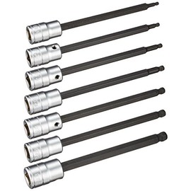 Kyoto Machine Tools (KTC) 3/8 inch (9.5 mm) Long Ball Point Hexagon Bit Socket Set of 7 TBT3L07BPBH