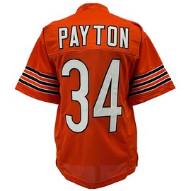 Walter Payton Jersey Orange Chicago | Unisex Adult Sizes S-5XL Unsigned Custom Sewn Stitched (L)
