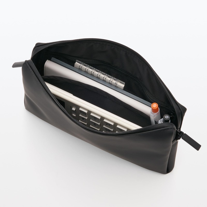 MUJI OHH68A4A Freely Combinable Storage Case, Rectangular, Thin, Large, Black,