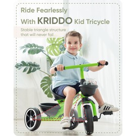 KRIDDO Tricycles Age 24 Month to 4 Years, Toddler Kids Trike for 2.5 to 5 Year Old, Gift for 2-4 Year Olds , Green