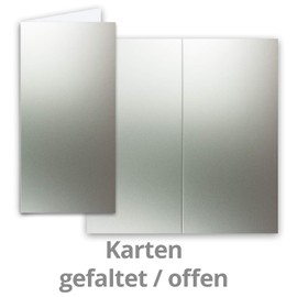 25x Faltkarten-Set mit Briefumschlägen DIN Lang in Silber (Metallic) - 21 x 10,5 cm - Blank Klappkarten und Umschläge für Einladungen und Grüße zu Geburtstag und Hochzeit