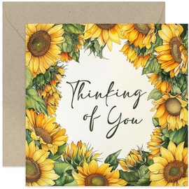 Old English Co. Thinking of You Card for Women - Sunflower Sympathy Greeting Card - Thinking of You Gifts for Her - Bereavement, Sorry for Your Loss, Condolences Card | Blank Inside