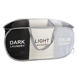 Aplter Foldable Pop Up Laundry Hamper, 3 Compartment Laundry Basket, Easy to Sort Clothes Hampers for Laundry, Dorm, Kids Room, Dorm Room Essential