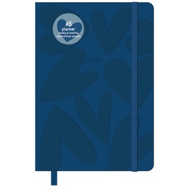 Navy Blue Hearts A5 192 Page Weekly & Monthly Motivational Planner Life Goals Organiser Tracker