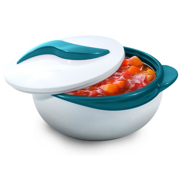 Pinnacle Turquoise Serving Salad/Soup Dish Bowl - Thermal Insulated Bowl with Lid -Great Bowl for Holiday, Dinner and Party 2.6 qt