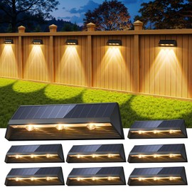 LETMY 9'' Solar Fence Lights Outdoor, 3X Bigger & Brighter Fence Solar Lights Outdoor Waterproof IP67, Auto On/Off 2 Modes LED Deck Lighting Decor for Wall Outside Yard Step Railing Porch Pool -8 Pack