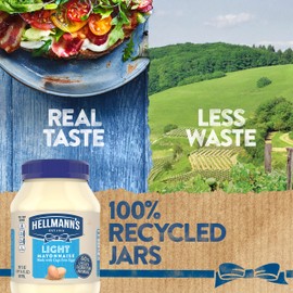 Hellmann's Light Mayonnaise 3 Count Light Mayo For a Creamy Condiment for Sandwiches and Simple Meals 60% Less Fat and Calories than Regular Mayonnaise 30 oz