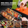 Rolling Grill Basket（2PCS） with Detachable Handle, 304 Stainless Steel BBQ