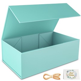 Turquoise Gift Box, 9.5x6x3'' Gift boxes with Lids Magnetic Closure Rectangle Collapsible for Bridesmaid Proposal Box, Wedding, Christmas, Birthday