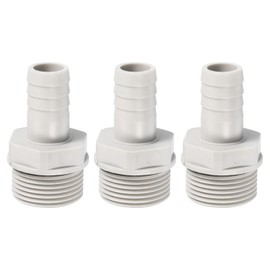 PATIKIL Hose Barb Fitting Straight 15mm Barbed G3/4 Male Thread, 3 Pack POM Plastic Pipe Connector, Grey