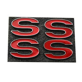 4Pcs Metal SS Front Emblems 3D Badge Replacement for1969-72 Chevelle SS 3953634 (Chrome Red)