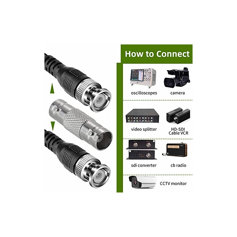 BNC Security Cameras Splitter Power Cable (BNC Female Coax Coupler)