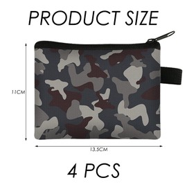 Pack of 4 Camouflage Purse, Men's Purse, Women's Purse with Zip, Small Zip Pocket, Coin Pocket, Purse and Bag, Children's Purse with Zip, multicoloured, Modern