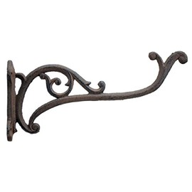 FLAG EMOTES Decorative Plant Hanger Flower Basket Hook Heavy Duty Cast Iron 10" Deep