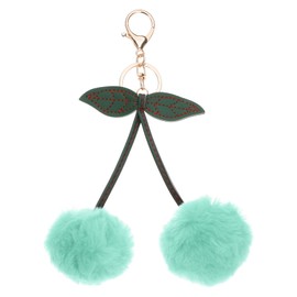 PATIKIL 1pcs Pom Pom Keychain, Fluffy Keychain Cute Fur Ball Key Chains Cherry Bag Charm Fake Rabbit Fur for Girls Backpacks Keys Women Purse Gift, Cyan