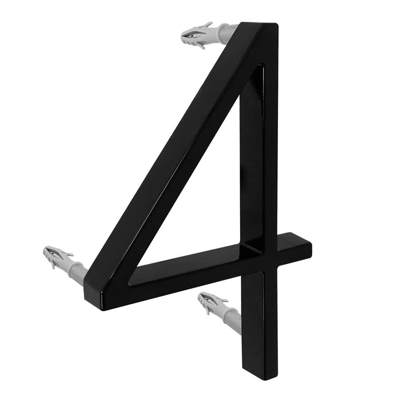 Black Floating Four Road Screw On House Number 12.5cm (4)