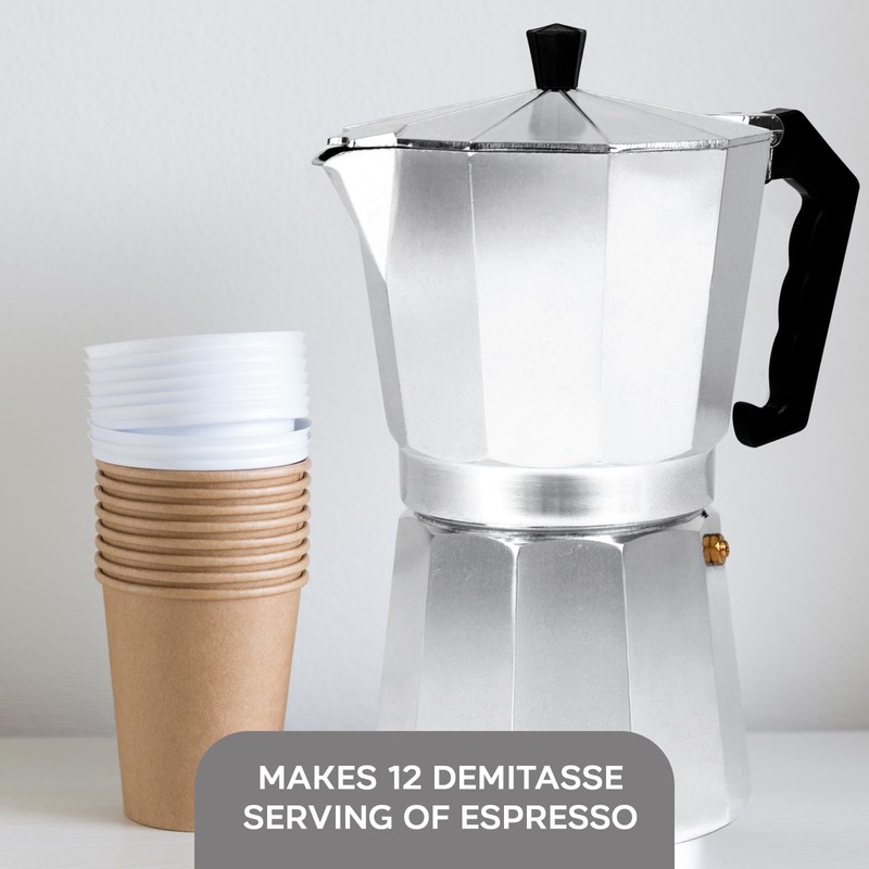 12 Cup Espresso Coffee Maker – Durable Aluminum, Fast Brewing,