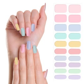 Sonnorel Semi Cured Gel Nail Strips, Works with Any UV/LED Nail Lamps, Gel Nail Stickers Wraps for Home Nails DIY 20pcs (Multicolor)