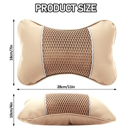 VBGURR 2 Pcs Neck Support Pillow for Car Seat Breather Car Headrest Pillow, Car Pillow Car Neck Pillow Car Seat Head Support Car Accessories (Beige)