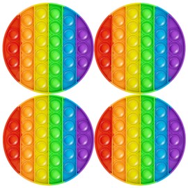 4-Piece Push Pop Bubble Toy Set - Bubble Popet Anti-Stress Toy, Sensory Fidget Toy Relieves Autism Anxiety, Anti-Stress Toy Rainbow for Children and Adults (fidget-rainbow-circle)