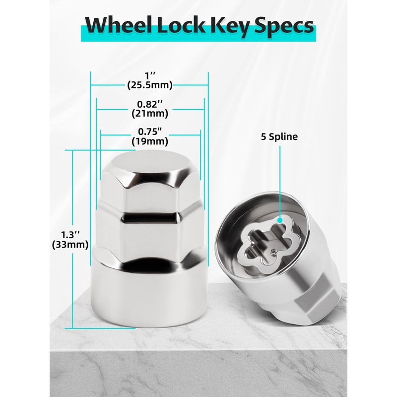 M12×1.25 Wheel Locking Nuts, Height 1.27" Cone Seat Replacement for
