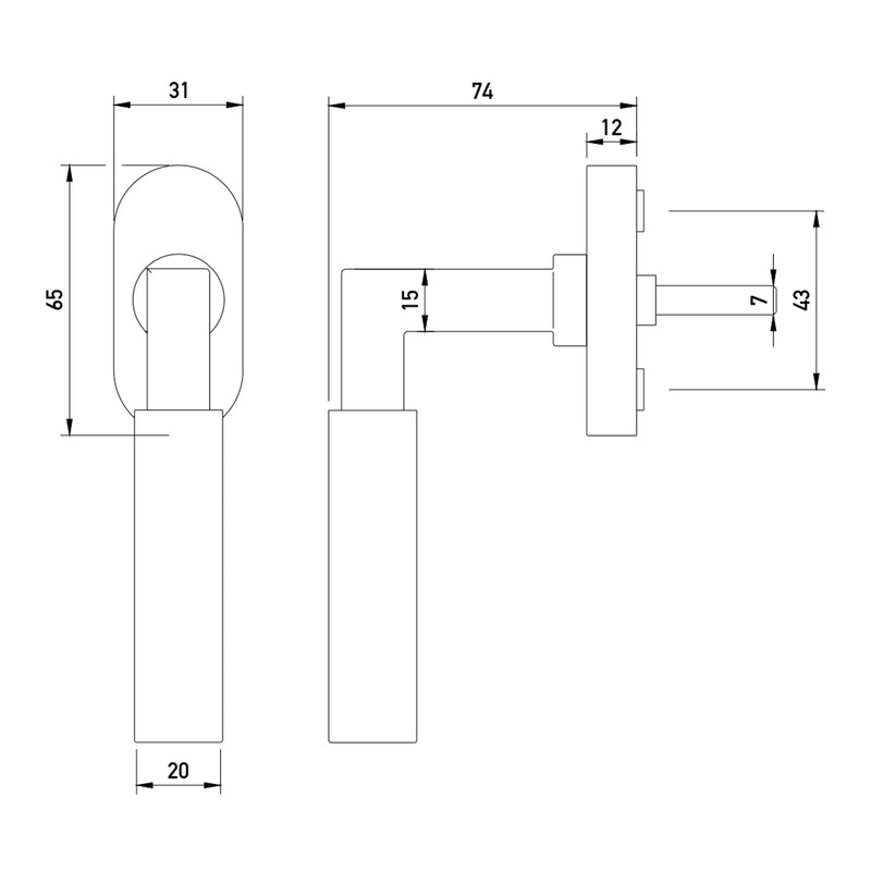 Beschläge Hamburg Window Handle: Window Lever GRO PRIME DK 20-07ZAMAK