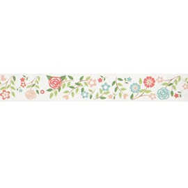 Wedding Flowers Washi Tape (1 Roll - 9/16" Wide x 10.95 Yards Long) - Pink & Green Floral Sticky Tape, Gift Wrap Tape for Wedding Favors, Crafting Tape, Floral Washi Tape